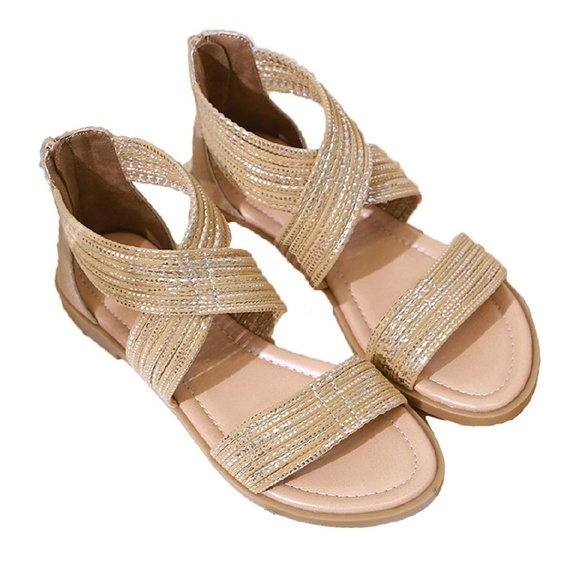 Strappy Open Toe Sandals Retro Style VSCO - Picture 4 of 8